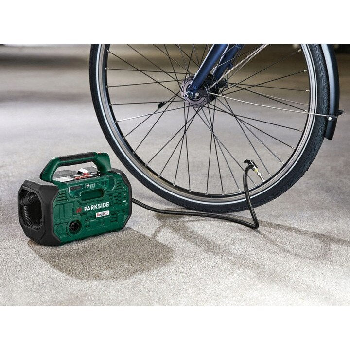 Compresor si pompa de aer 20V Parkside 2 in 1, presiune maxima 10.3bari (150 PSI), debit pompaaer 380L/min, GARANTIE 5 ANI