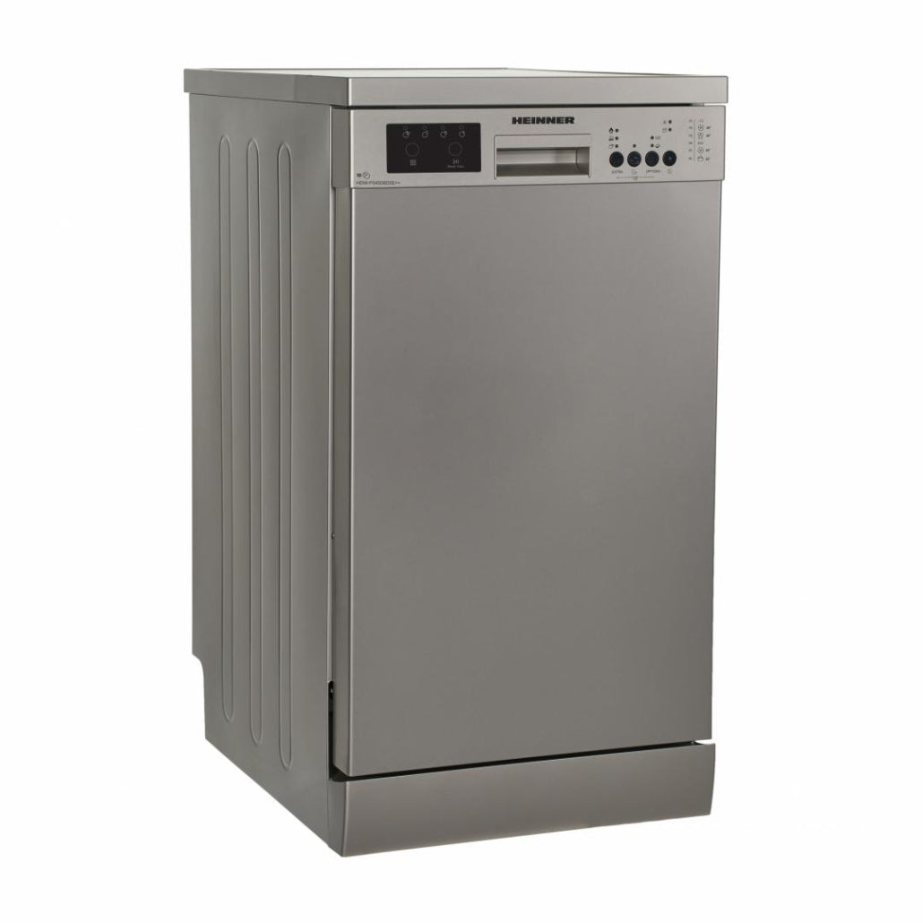 Masina de spalat vase Heinner HDW-FS4506DSE++, 10 Seturi, 6 programe, Clasa E, Half load, Aquastop, 45 cm, Antracit, GARANTIE 12 ANI