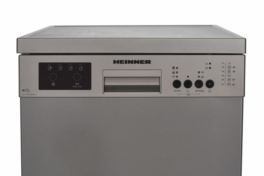 Masina de spalat vase Heinner HDW-FS4506DSE++, 10 Seturi, 6 programe, Clasa E, Half load, Aquastop, 45 cm, Antracit, GARANTIE 12 ANI