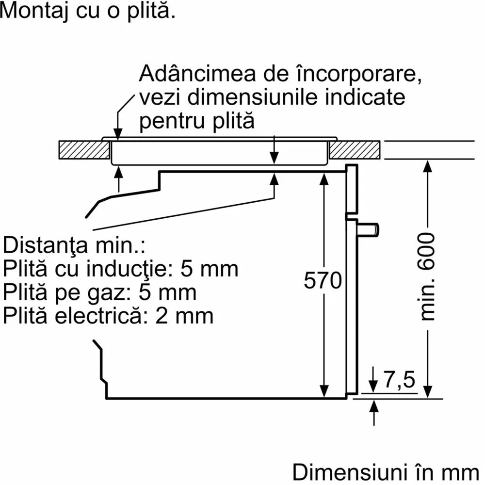 Cuptor incorporabil Bosch HQA534BB3 Clasa A+, 71 L, Gatire cu abur, Electric, Multifunctional, Autocuratare EcoClean + hidrolitica, 3D Hotair, GARANTIE 9 ANI