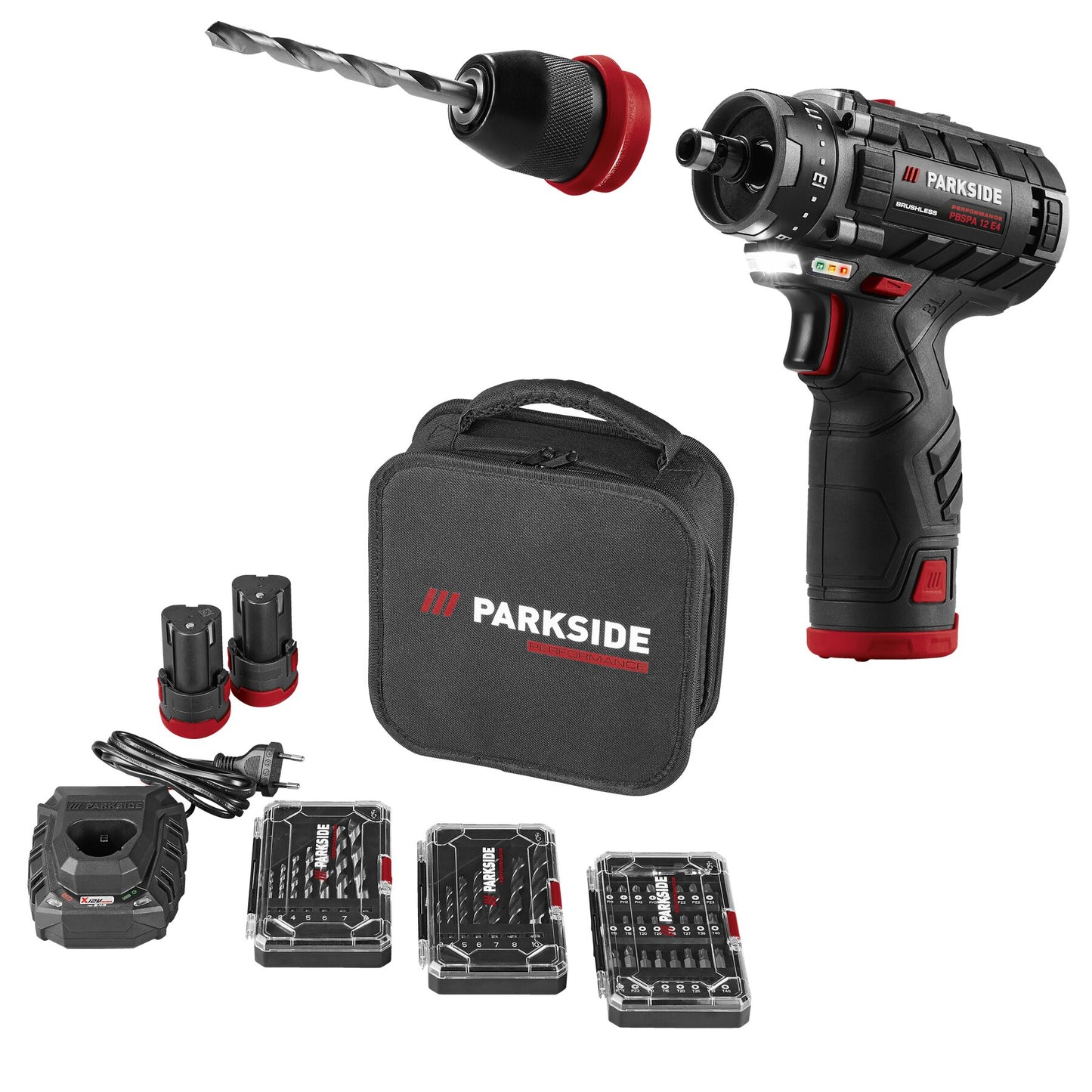 SET Parkside Performance 43 piese: Masina de gaurit si insurubat cu 2 acumulatori, ultimul model din seria PBSPA, GARANTIE 5 ANI