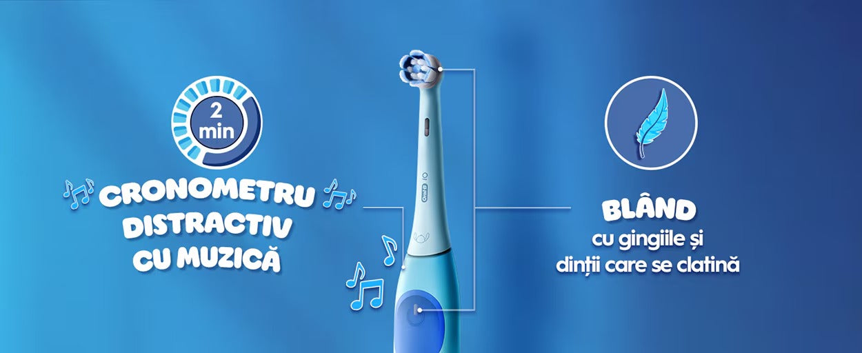 Periuta de dinti electrica copii ORAL-B iO Kids, Disney Stitch, 3 programe, 1 capat, albastru, GARANTIE 7 ANI