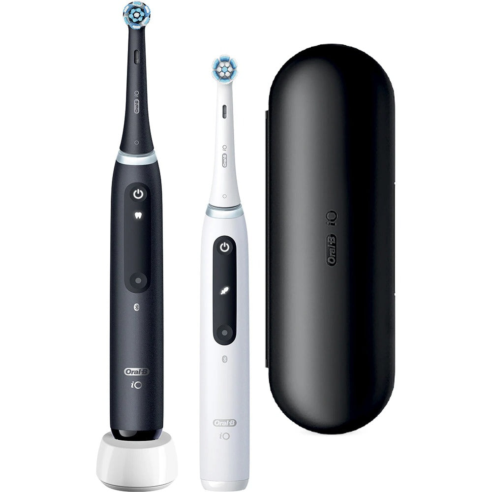 Set 2 periute de dinti electrice ORAL-B iO5, 40000 pulsatii/min, 5 programe, 2 capate, alb-negru, GARANTIE 7 ANI