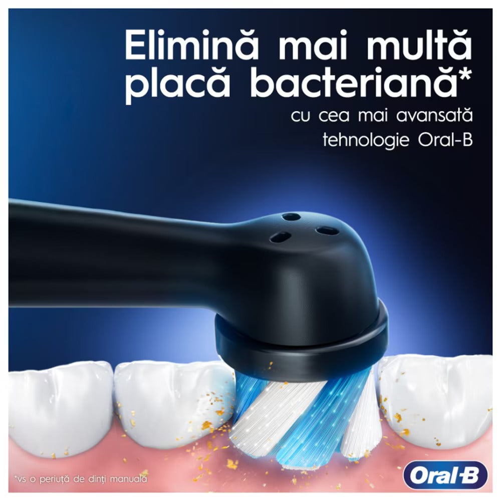 Set 2 periute de dinti electrice ORAL-B iO5, 40000 pulsatii/min, 5 programe, 2 capate, alb-negru, GARANTIE 7 ANI