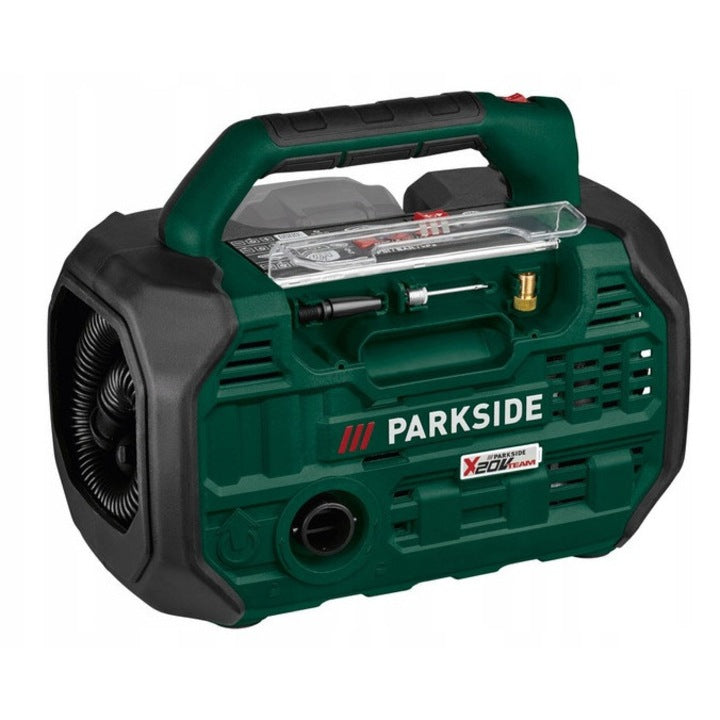 Compresor si pompa de aer 20V Parkside 2 in 1, presiune maxima 10.3bari (150 PSI), debit pompaaer 380L/min, GARANTIE 5 ANI