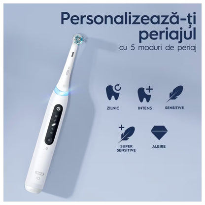 Set 2 periute de dinti electrice ORAL-B iO5, 40000 pulsatii/min, 5 programe, 2 capate, alb-negru, GARANTIE 7 ANI
