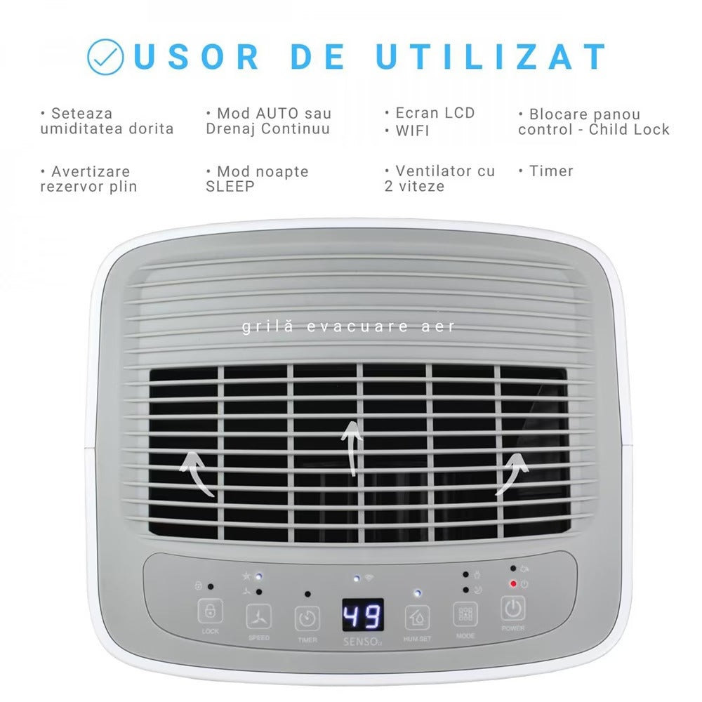 Dezumidificator aer Turbionaire SENSO 13 WIFI, 13l/zi, Wi-Fi, 120 m/h, GARANTIE 7 ANI