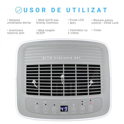 Dezumidificator aer Turbionaire SENSO 13 WIFI, 13l/zi, Wi-Fi, 120 m/h, GARANTIE 7 ANI