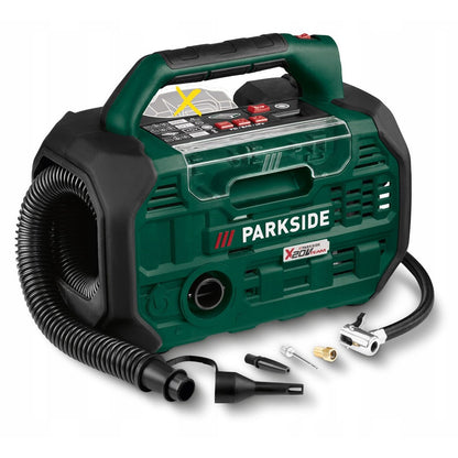 Compresor si pompa de aer 20V Parkside 2 in 1, presiune maxima 10.3bari (150 PSI), debit pompaaer 380L/min, GARANTIE 5 ANI