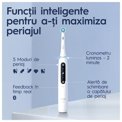 Set 2 periute de dinti electrice ORAL-B iO5, 40000 pulsatii/min, 5 programe, 2 capate, alb-negru, GARANTIE 7 ANI